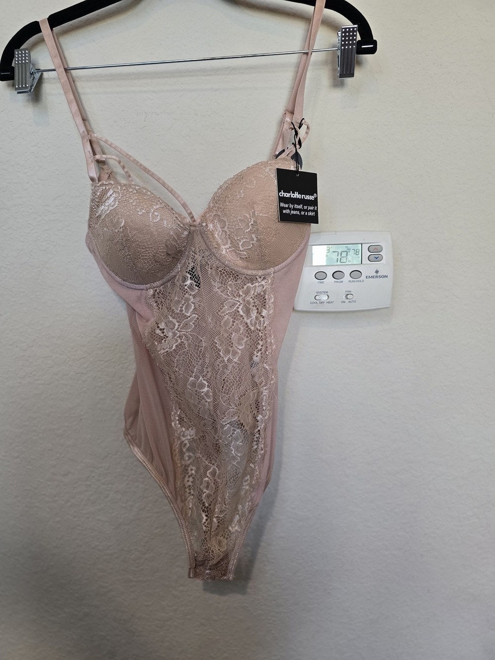 Charlotte Russe Dusty Rose Lace Bodysuit